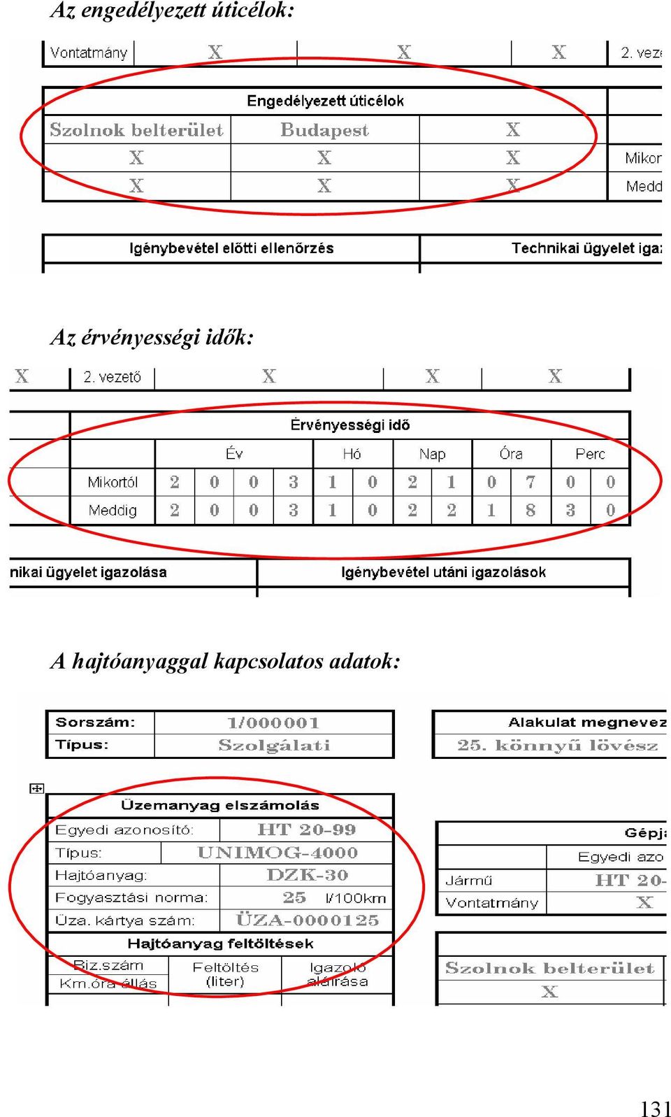 érvényességi idők: A