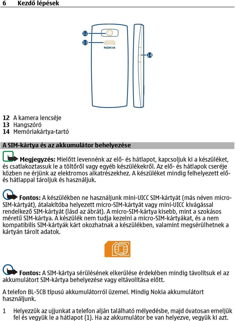 A készüléket mindig felhelyezett előés hátlappal tároljuk és használjuk.