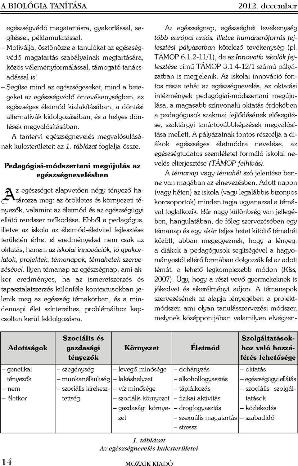 Segítse mind az egészségeseket, mind a betegeket az egészségvédõ öntevékenységben, az egészséges életmód kialakításában, a döntési alternatívák kidolgozásában, és a helyes döntések megvalósításában.