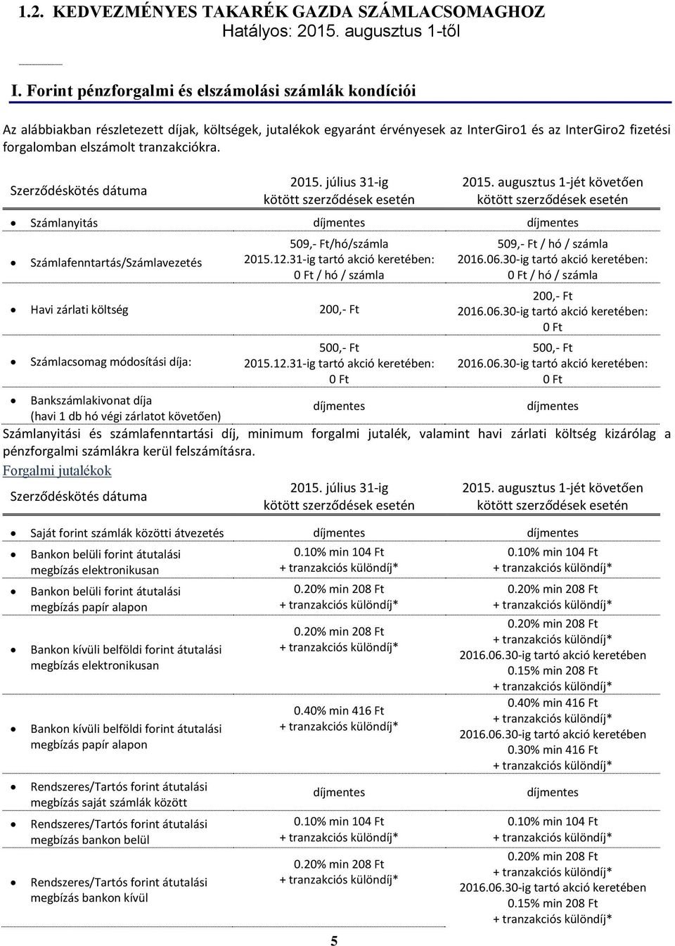 tranzakciókra. Szerződéskötés dátuma 2015. július 31-ig kötött szerződések esetén 5 2015.