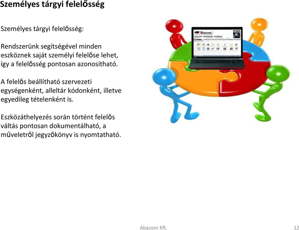 A felelős beállítható szervezeti egységenként, alleltár kódonként, illetve egyedileg tételenként