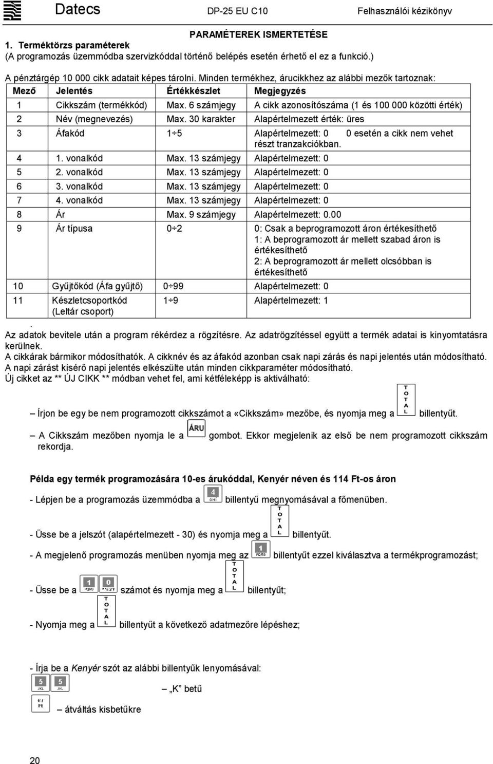 6 számjegy A cikk azonosítószáma (1 és 100 000 közötti érték) 2 Név (megnevezés) Max.