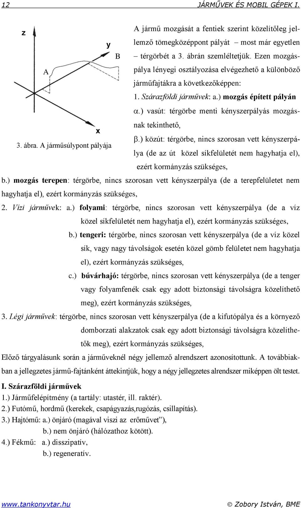 ) vasút: térgörbe menti kényszerpályás mozgás- 3. ábra. A járműsúlypont pályája x nak tekinthető,.