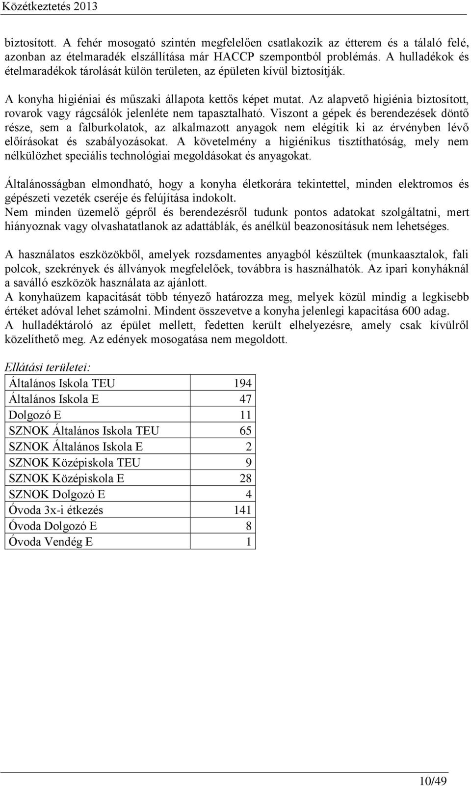 Az alapvető higiénia biztosított, rovarok vagy rágcsálók jelenléte nem tapasztalható.