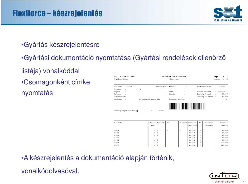 ellenőrző listája) vonalkóddal Csomagonként címke