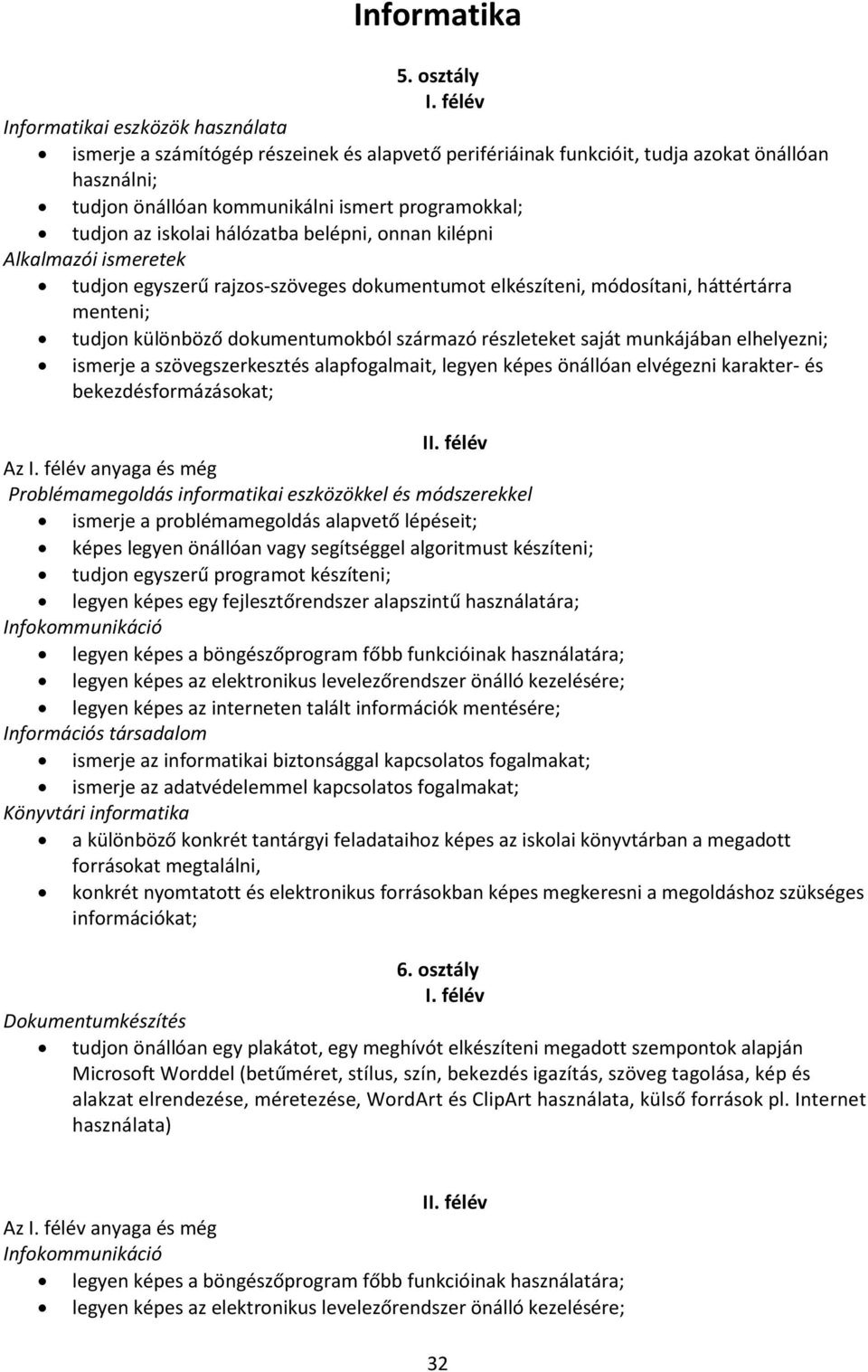 iskolai hálózatba belépni, onnan kilépni Alkalmazói ismeretek tudjon egyszerű rajzos-szöveges dokumentumot elkészíteni, módosítani, háttértárra menteni; tudjon különböző dokumentumokból származó