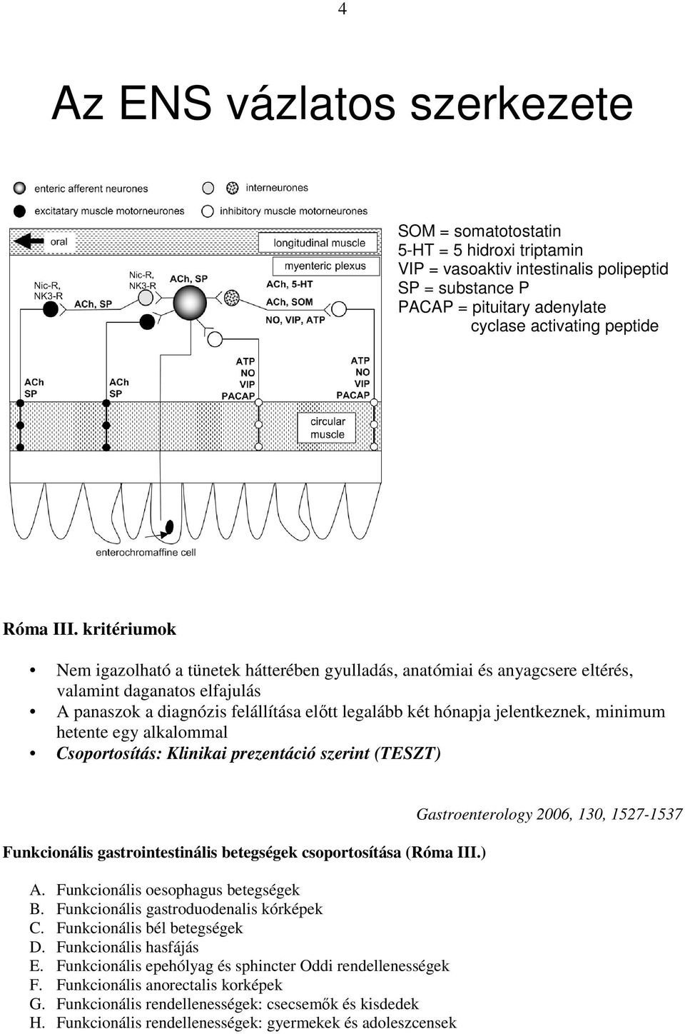 minimum hetente egy alkalommal Csoportosítás: Klinikai prezentáció szerint (TESZT) Funkcionális gastrointestinális betegségek csoportosítása (Róma III.) A. Funkcionális oesophagus betegségek B.