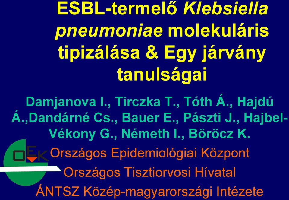 , Bauer E., Pászti J., HajbelVékony G., Németh I., Böröcz K.