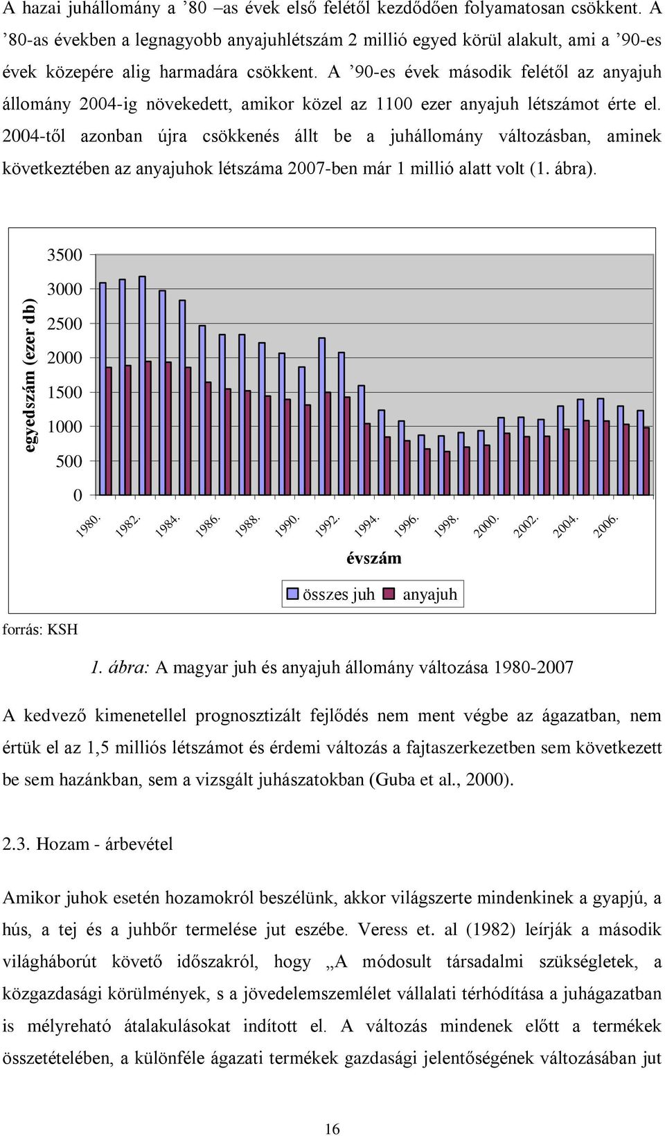 A 90-es évek második felétõl az anyajuh állomány 2004-ig növekedett, amikor közel az 1100 ezer anyajuh létszámot érte el.