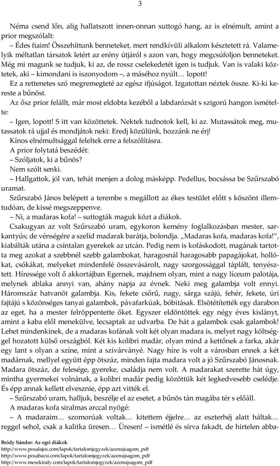 Van is valaki köztetek, aki kimondani is iszonyodom, a máséhoz nyúlt lopott! Ez a rettenetes szó megremegteté az egész ifjúságot. Izgatottan néztek össze. Ki-ki kereste a bűnöst.