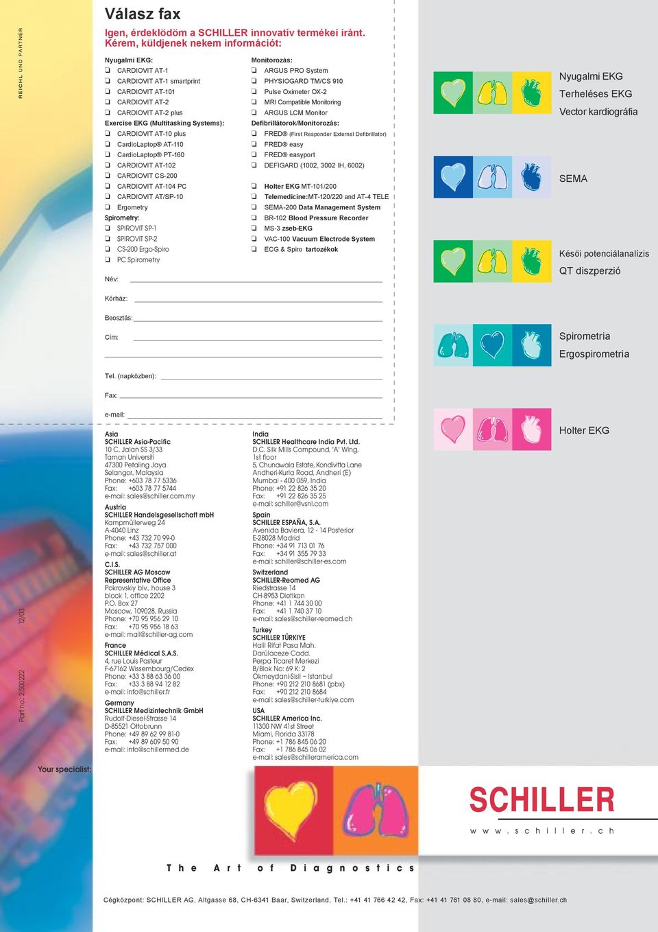 plus CardioLaptop AT-110 CardioLaptop PT-160 CARDIOVIT AT-102 CARDIOVIT CS-200 CARDIOVIT AT-104 PC CARDIOVIT AT/SP-10 Ergometry Spirometry: SPIROVIT SP-1 SPIROVIT SP-2 CS-200 Ergo-Spiro PC Spirometry