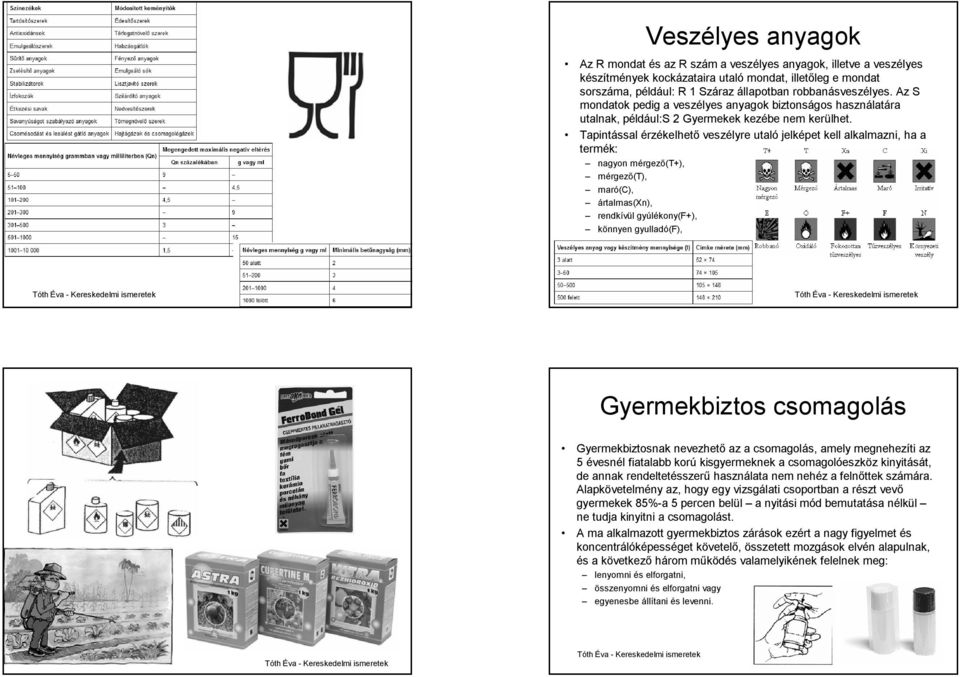 Tapintással érzékelhető veszélyre utaló jelképet kell alkalmazni, ha a termék: nagyon mérgező(t+), mérgező(t), maró(c), ártalmas(xn), rendkívül gyúlékony(f+), könnyen gyulladó(f), rákkeltő.