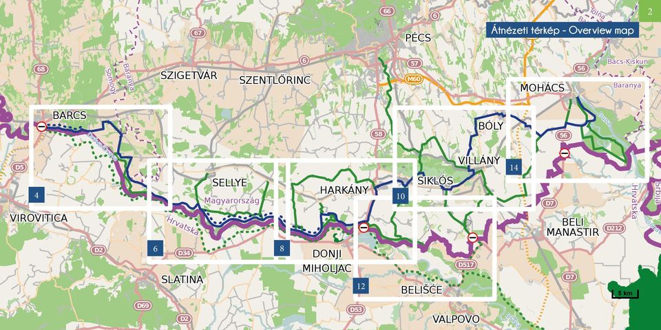 MANASTIR 8 DONJI MIHOLJAC D212 D517 12 D53 D7 BELIŠĆE VALPOVO 5 km D ra va Srbija HARKÁNY SIKLÓS a