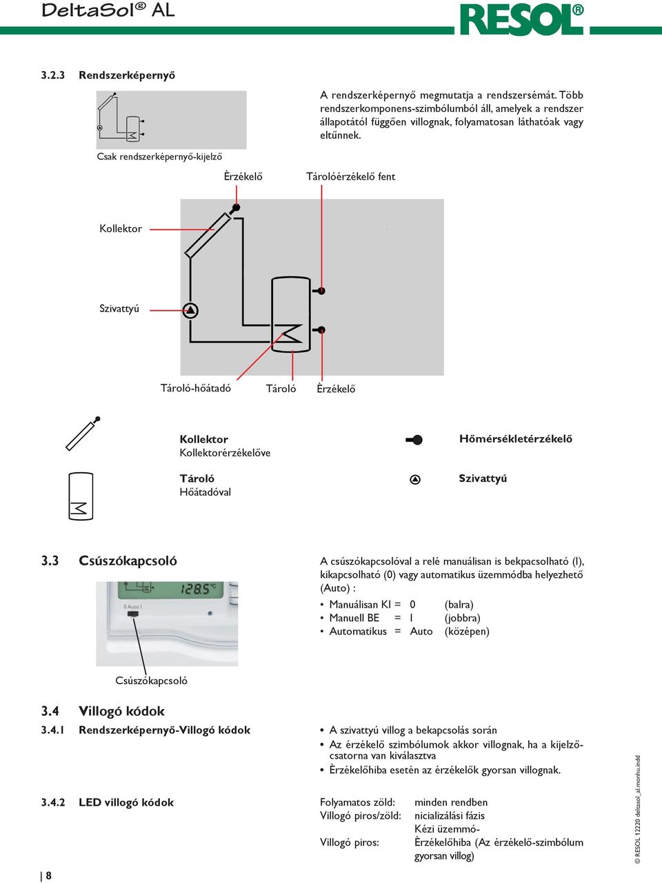 3 Csúszókapcsoló A csúszókapcsolóval a relé manuálisan is bekpacsolható (I), kikapcsolható (0) vagy automatikus üzemmódba helyezhető (Auto) : Manuálisan KI = 0 (balra) Manuell BE = I (jobbra)