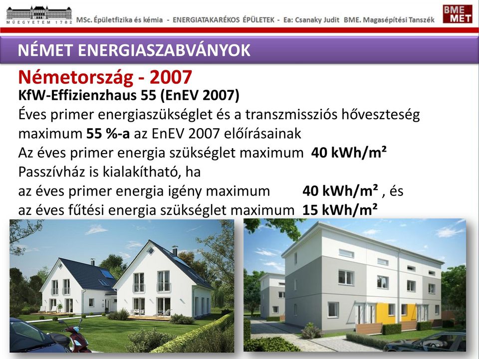 Az éves primer energia szükséglet maximum 40 kwh/m² Passzívház is kialakítható, ha az éves