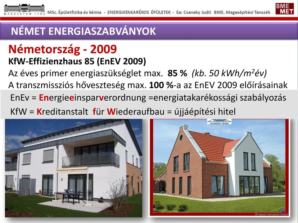 50 kwh/m 2 év) A transzmissziós hőveszteség max.