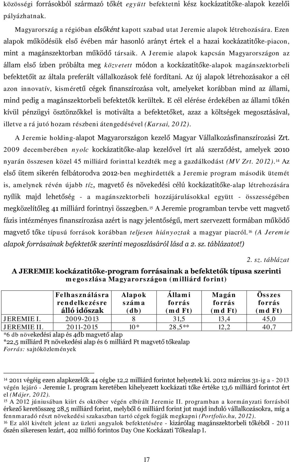 A Jeremie alapok kapcsán Magyarországon az állam első ízben próbálta meg közvetett módon a kockázatitőke-alapok magánszektorbeli befektetőit az általa preferált vállalkozások felé fordítani.