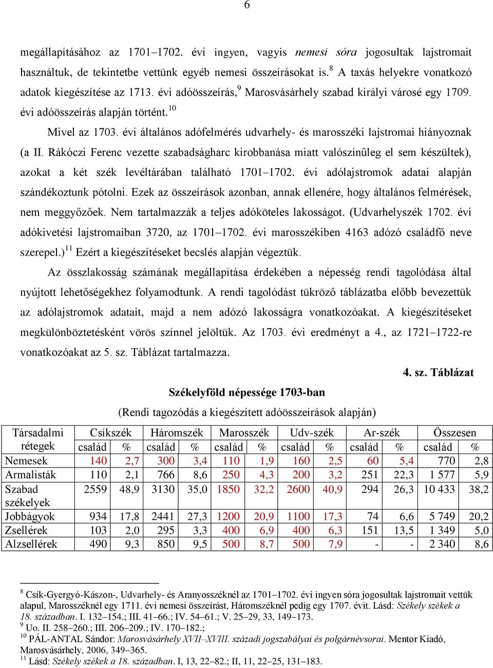 évi általános adófelmérés udvarhely- és marosszéki lajstromai hiányoznak (a II.