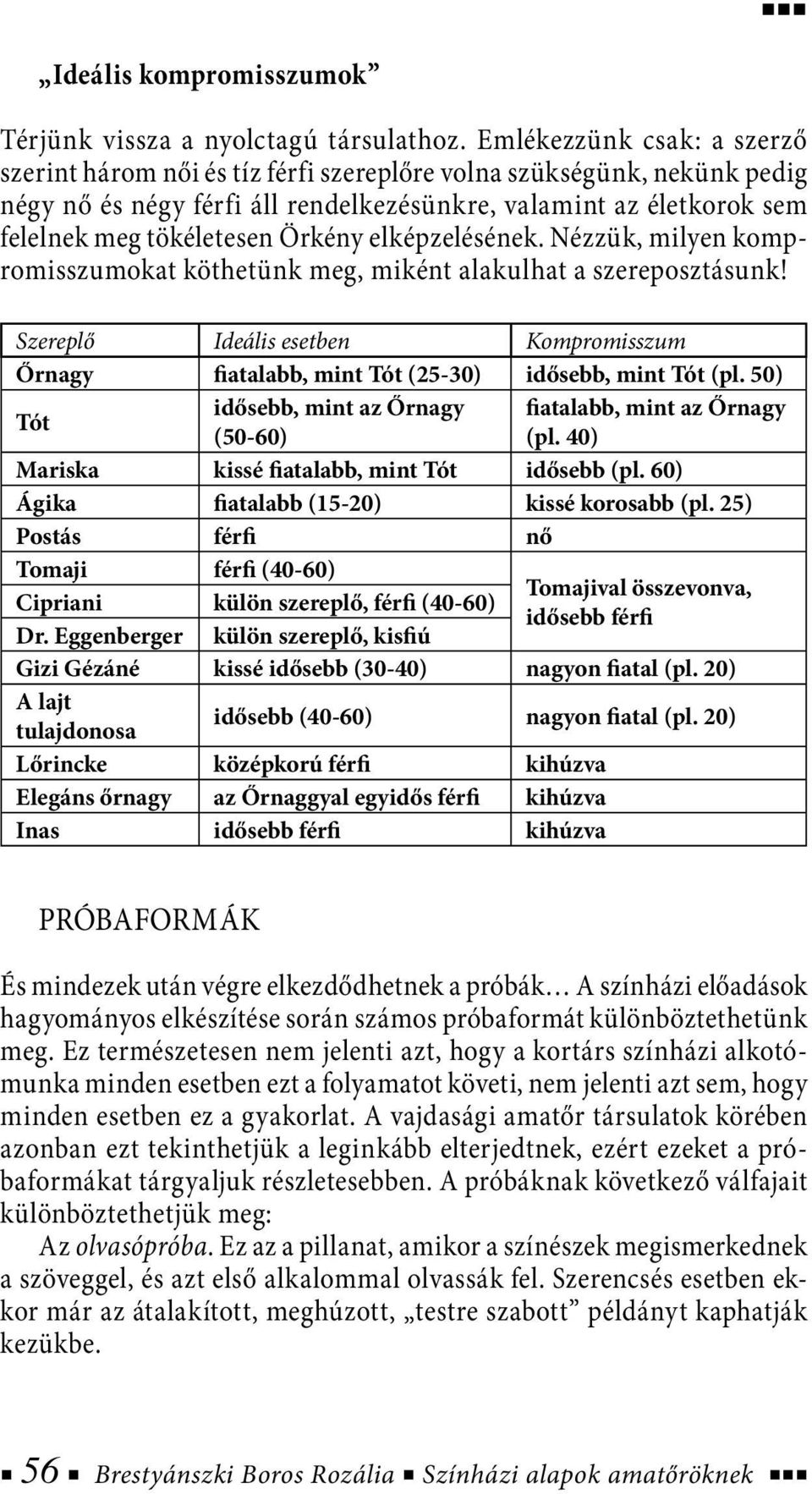 Örkény elképzelésének. Nézzük, milyen kompromisszumokat köthetünk meg, miként alakulhat a szereposztásunk!