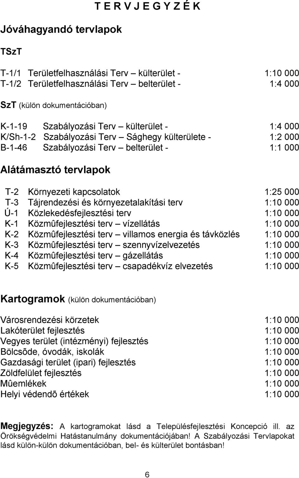 T-3 Tájrendezési és környezetalakítási terv 1:10 000 Ú-1 Közlekedésfejlesztési terv 1:10 000 K-1 Közmûfejlesztési terv vízellátás 1:10 000 K-2 Közmûfejlesztési terv villamos energia és távközlés 1:10