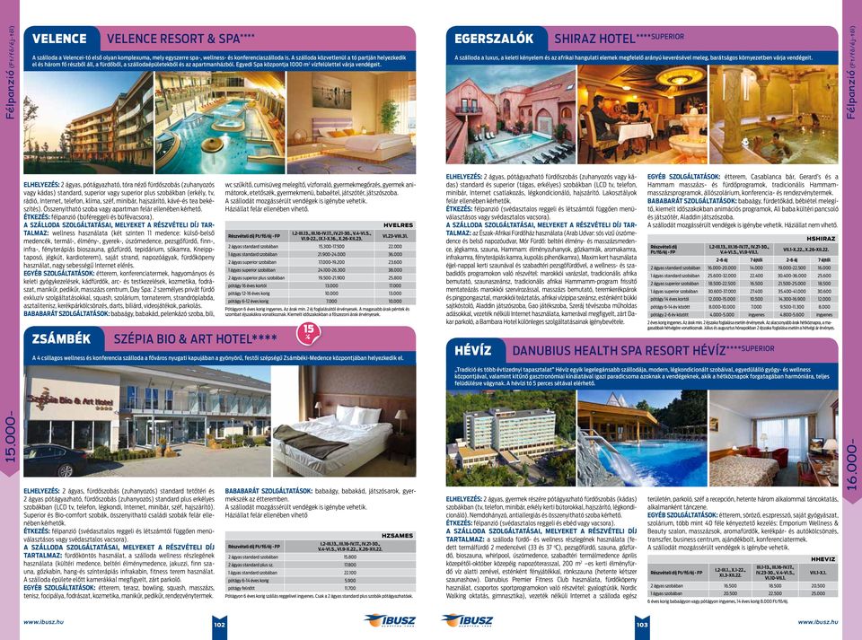 Zsámbék Velence Resort & Spa **** Elhelyezés: 2 ágyas, pótágyazható, tóra néző fürdőszobás (zuhanyozós vagy kádas) standard, superior vagy superior plus szobákban (erkély, tv, rádió, Internet,