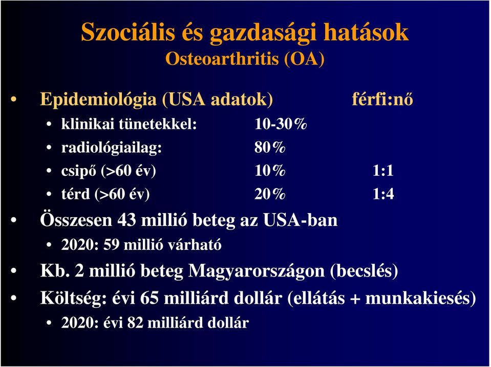 1:4 Összesen 43 millió beteg az USA-ban 2020: 59 millió várható Kb.