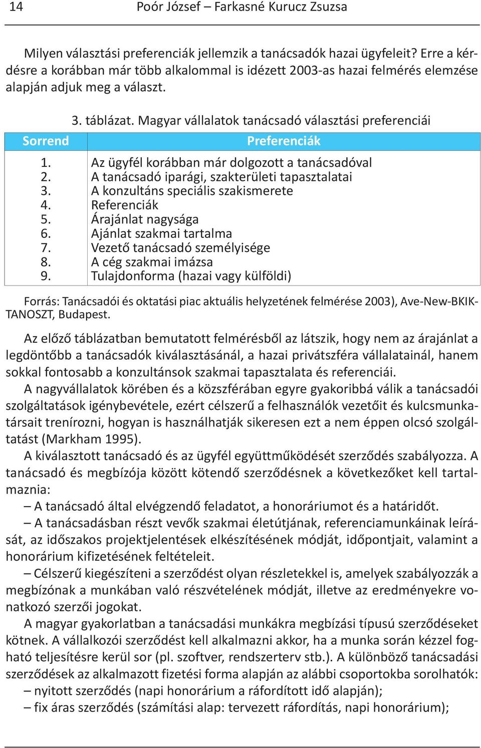 Magyar vállalatok tanácsadó választási preferenciái Sorrend Preferenciák 1. 2. 3. 4. 5. 6. 7. 8. 9.