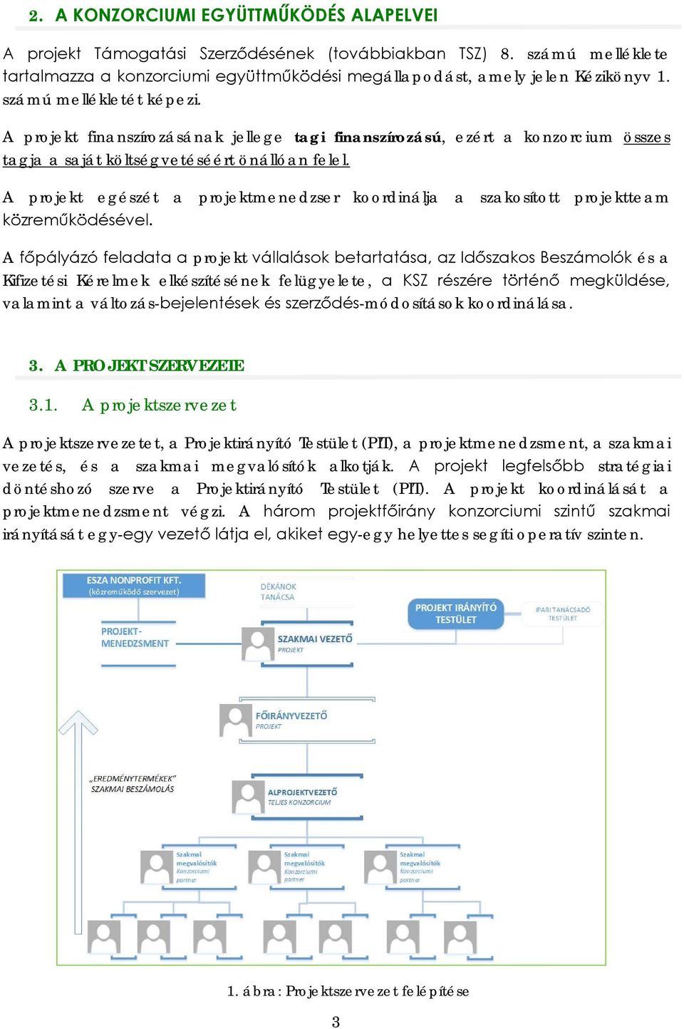 A projekt egészét a projektmenedzser koordinálja a szakosított projektteam közreműködésével.