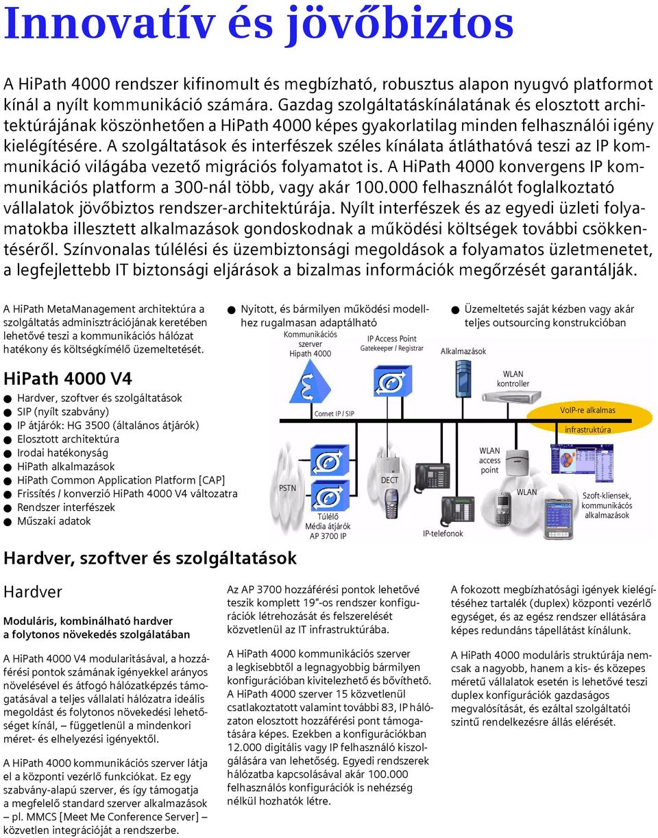 A szolgáltatások és interfészek széles kínálata átláthatóvá teszi az IP kommunikáció világába vezetõ migrációs folyamatot is.
