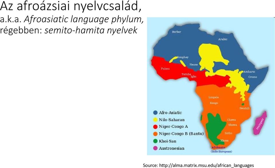 régebben: semito-hamita nyelvek