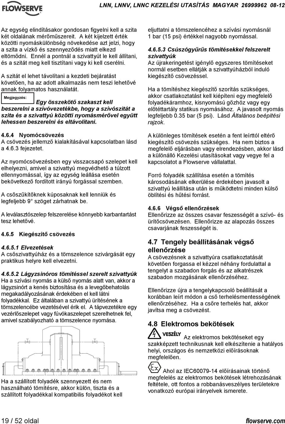 Ennél a pontnál a szivattyút le kell állítani, és a szitát meg kell tisztítani vagy ki kell cserélni.