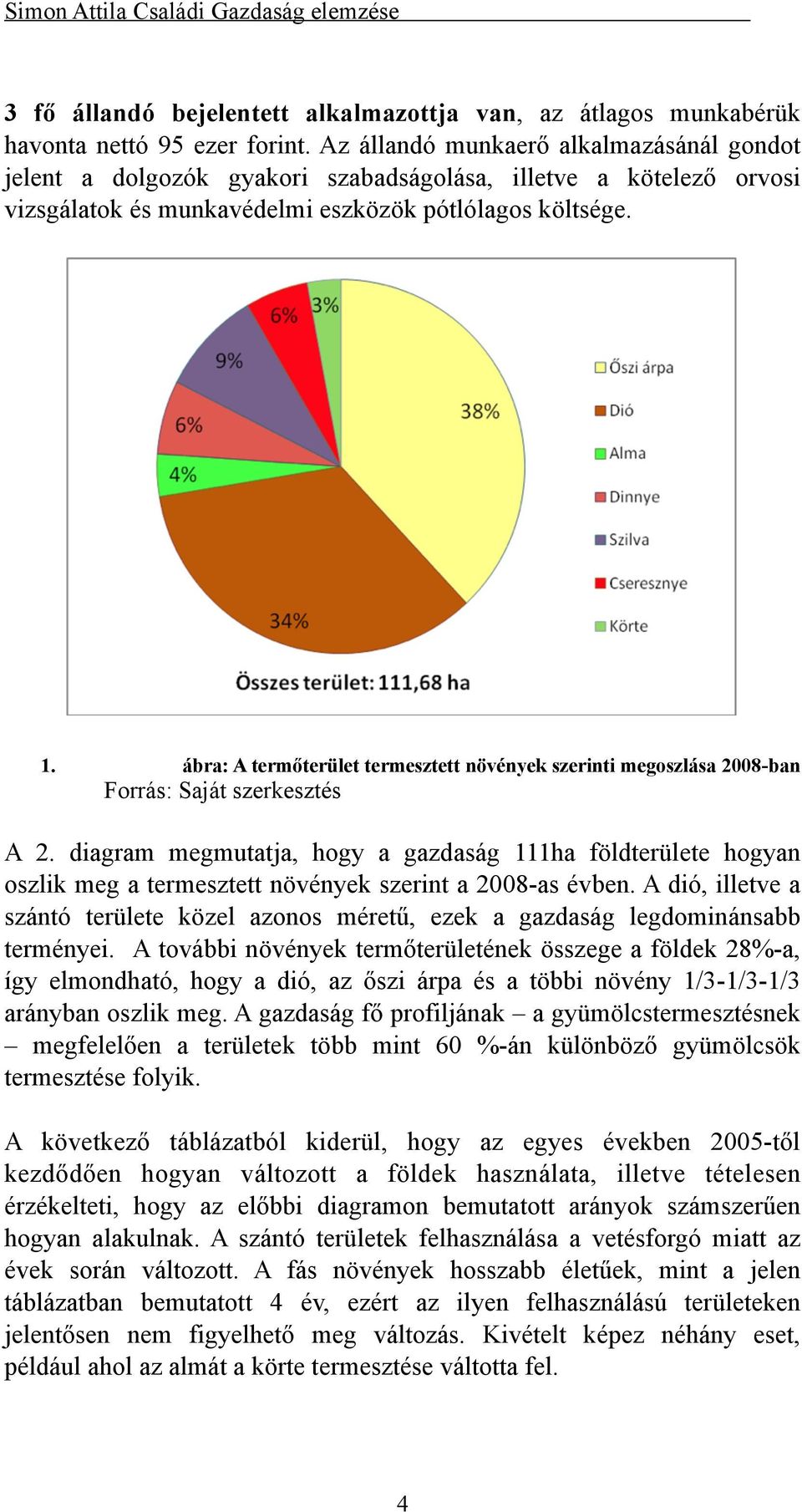 ábra: A termőterület termesztett növények szerinti megoszlása 2008-ban Forrás: Saját szerkesztés A 2.