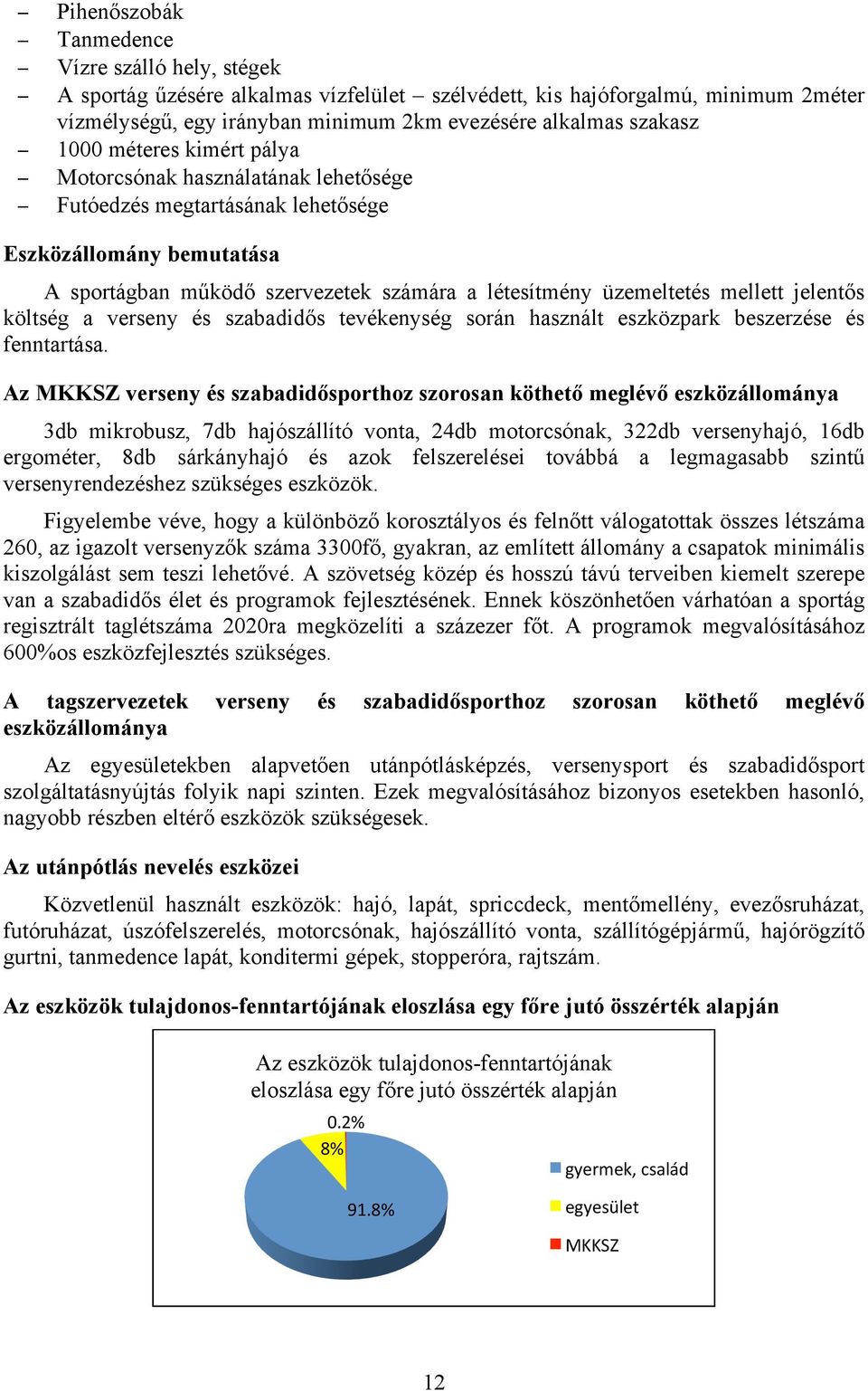 jelentős költség a verseny és szabadidős tevékenység során használt eszközpark beszerzése és fenntartása.