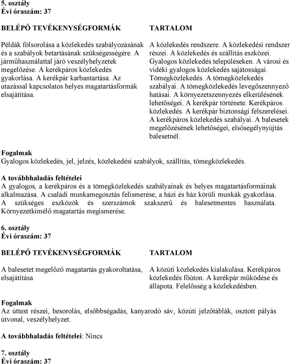 A közlekedés és szállítás eszközei. Gyalogos közlekedés településeken. A városi és vidéki gyalogos közlekedés sajátosságai. Tömegközlekedés. A tömegközlekedés szabályai.