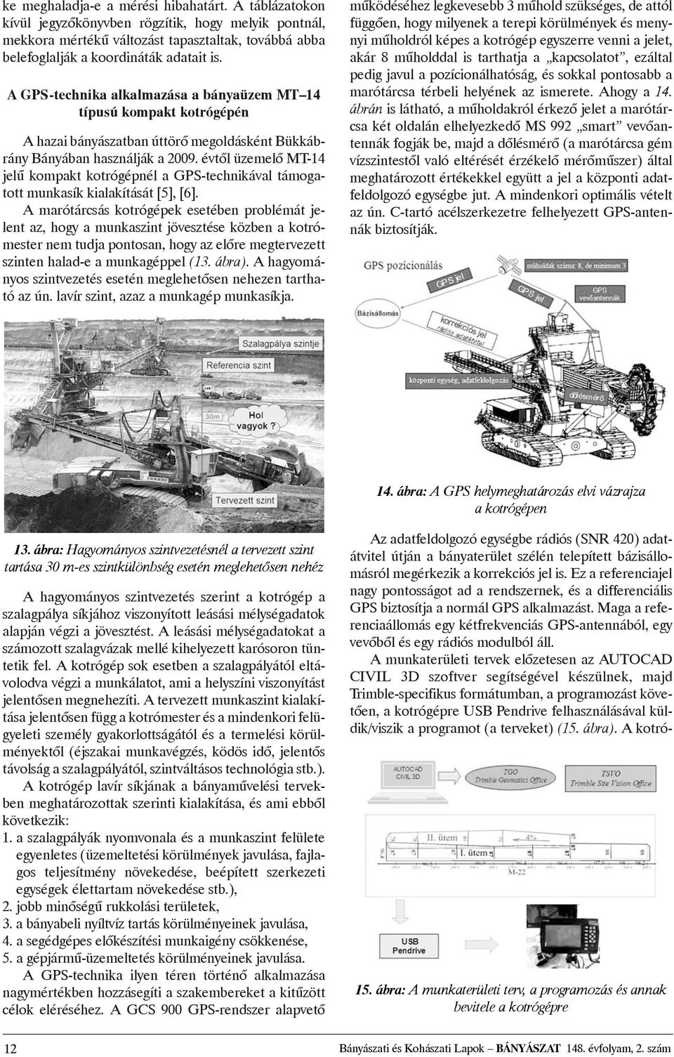 évtõl üzemelõ MT-14 jelû kompakt kotrógépnél a GPS-technikával támogatott munkasík kialakítását [5], [6].