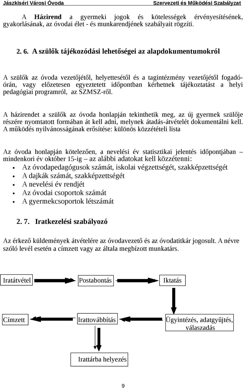 tájékoztatást a helyi pedagógiai programról, az SZMSZ-ről.