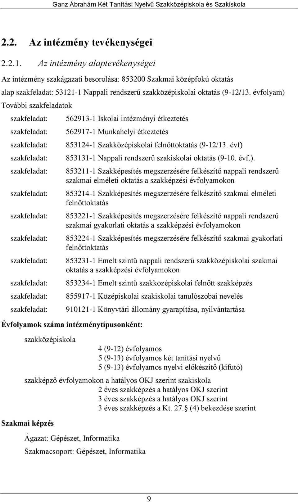 évfolyam) További szakfeladatok szakfeladat: szakfeladat: szakfeladat: szakfeladat: szakfeladat: szakfeladat: szakfeladat: szakfeladat: szakfeladat: szakfeladat: szakfeladat: szakfeladat: 562913-1