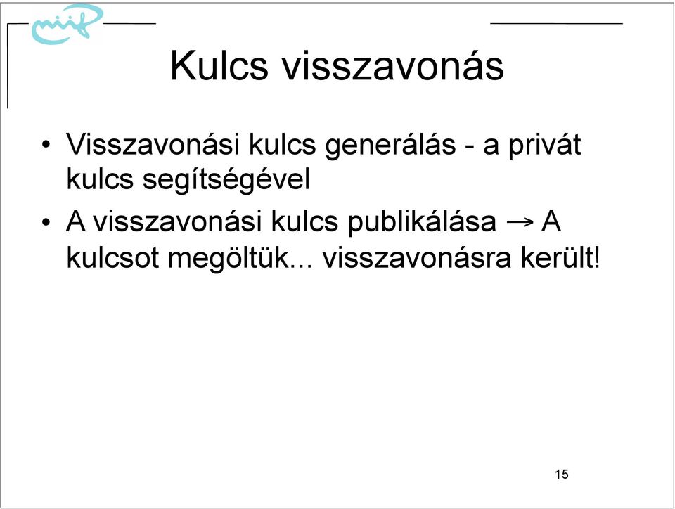 segítségével A visszavonási kulcs