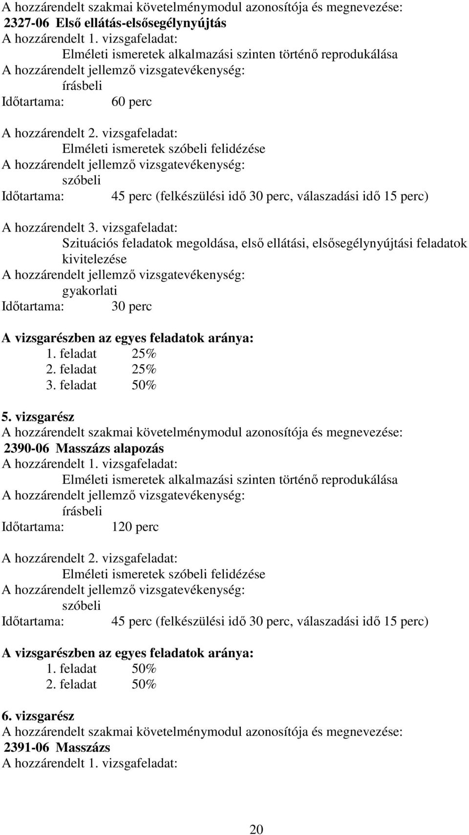 vizsgafeladat: Elméleti ismeretek szóbeli felidézése szóbeli Időtartama: 45 perc (felkészülési idő 30 perc, válaszadási idő 15 perc) A hozzárendelt 3.