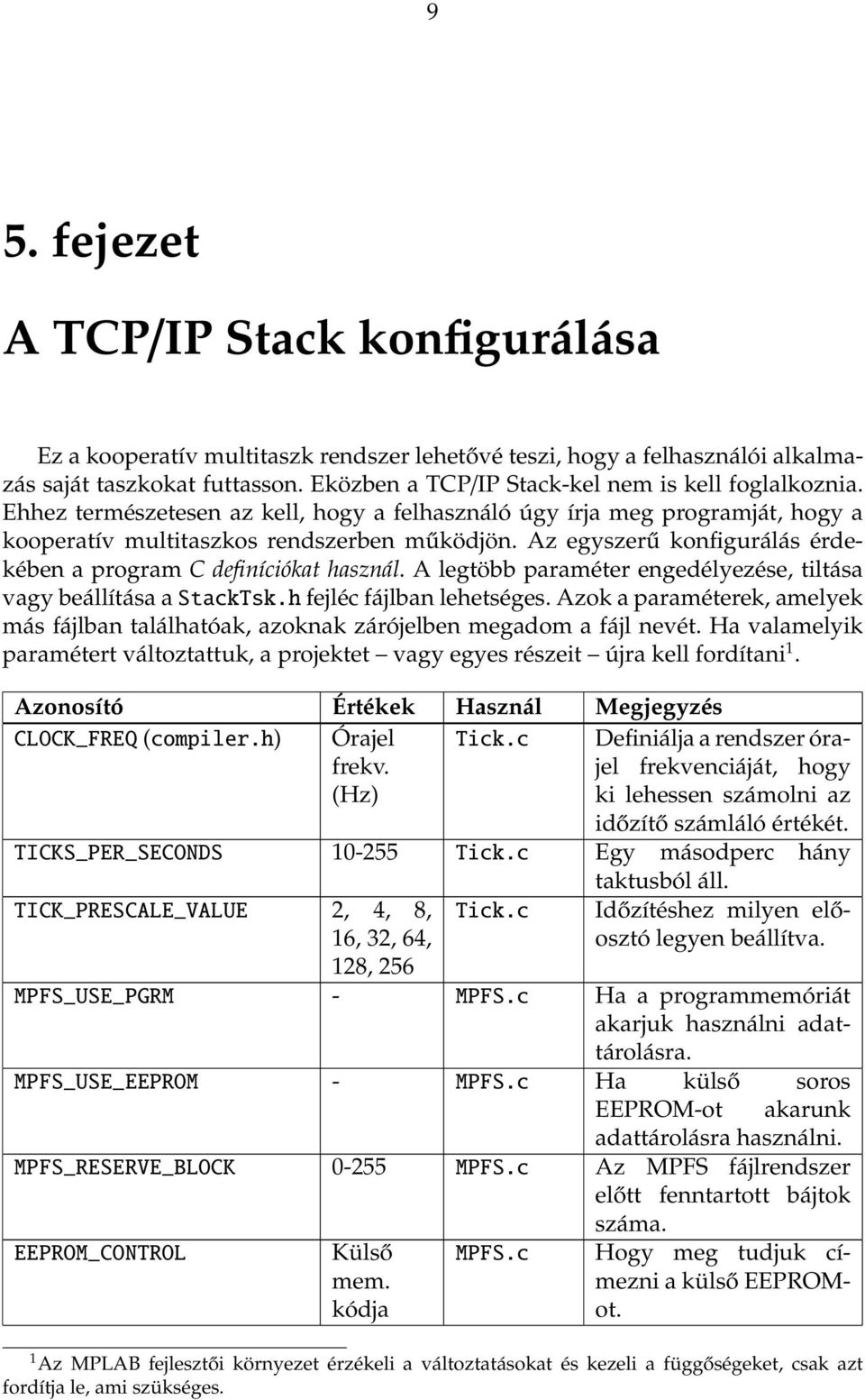 Az egyszerű konfigurálás érdekében a program C definíciókat használ. A legtöbb paraméter engedélyezése, tiltása vagy beállítása a StackTsk.h fejléc fájlban lehetséges.