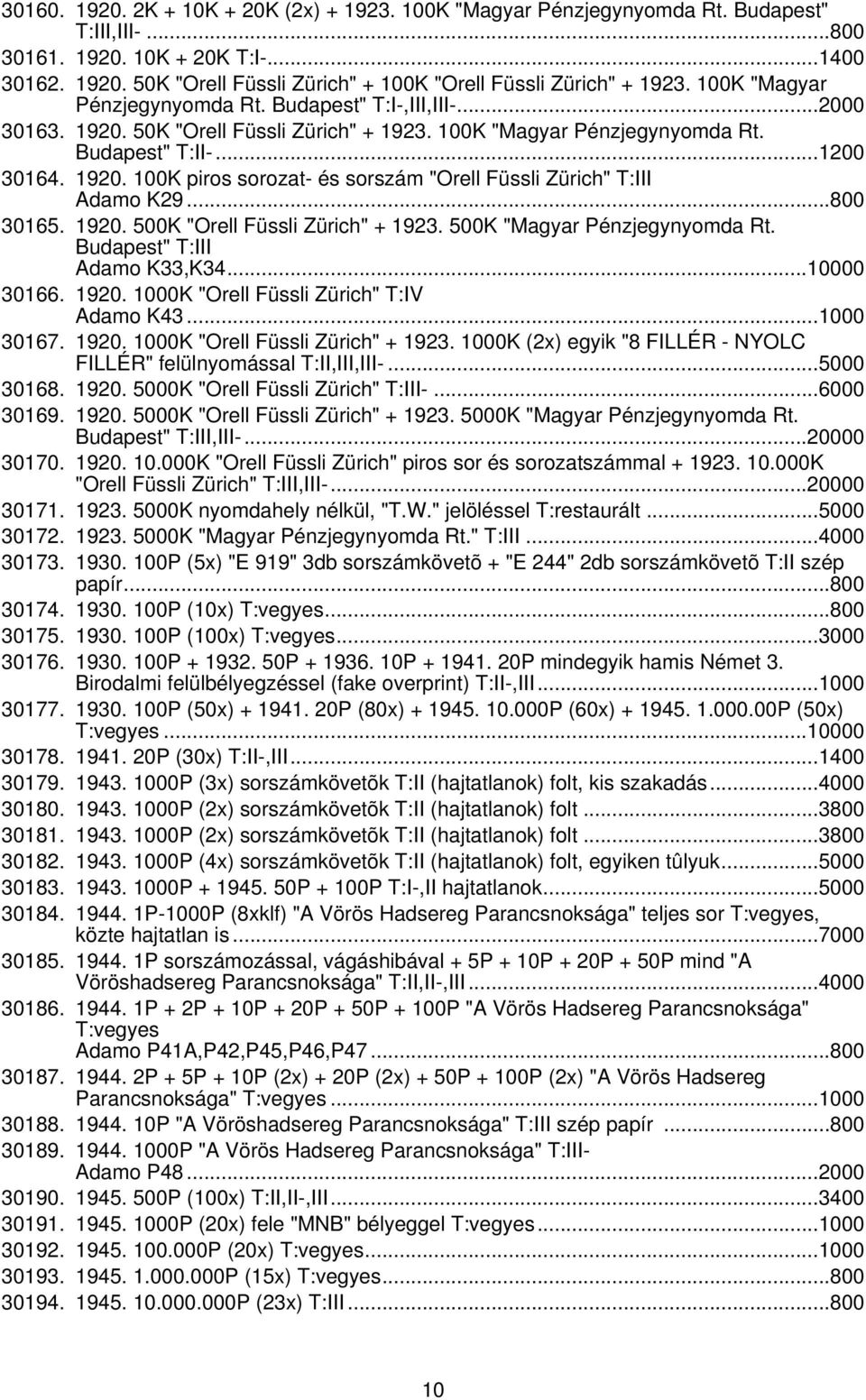 ..800 30165. 1920. 500K "Orell Füssli Zürich" + 1923. 500K "Magyar Pénzjegynyomda Rt. Budapest" T:III Adamo K33,K34...10000 30166. 1920. 1000K "Orell Füssli Zürich" T:IV Adamo K43...1000 30167. 1920. 1000K "Orell Füssli Zürich" + 1923.