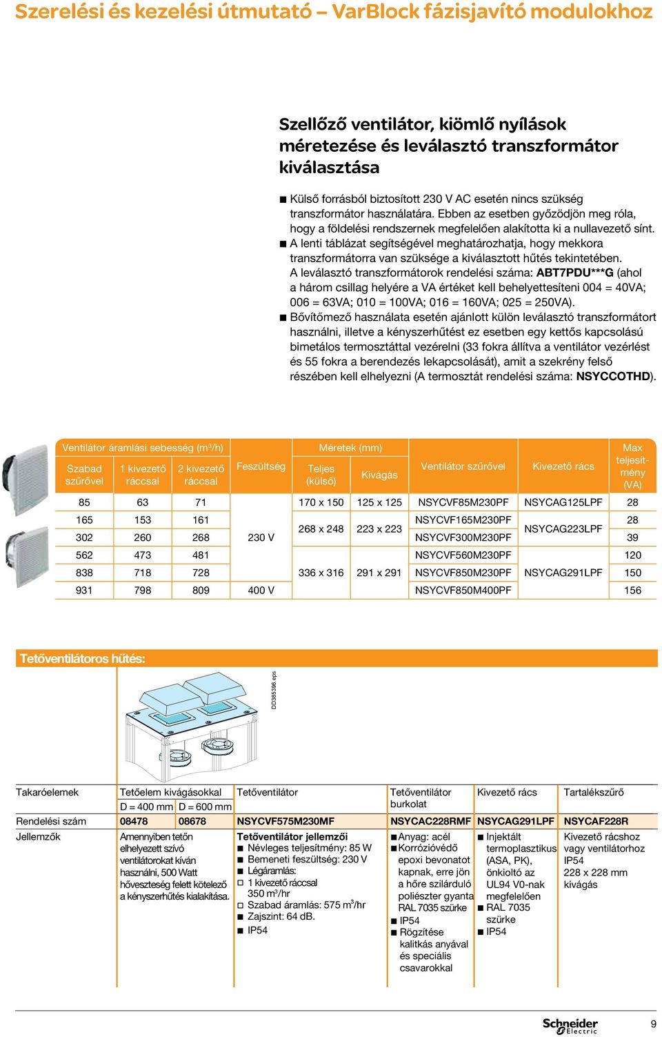 bba lenti táblázat segítségével meghatározhatja, hogy mekkora transzformátorra van szüksége a kiválasztott hűtés tekintetében.