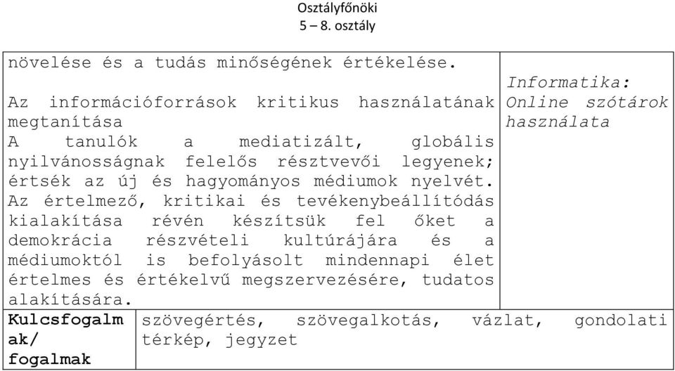 értsék az új és hagyományos médiumok nyelvét.