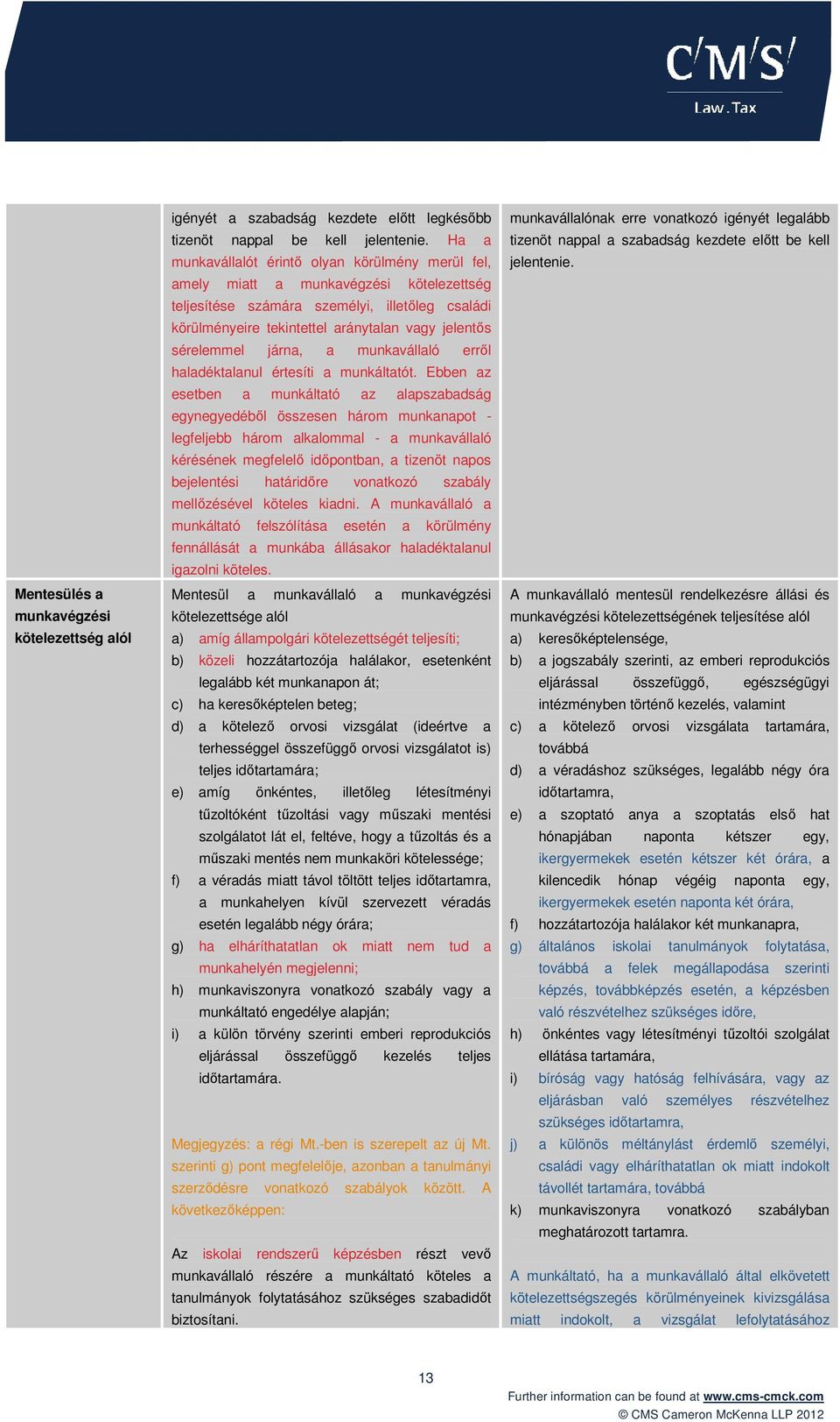 sérelemmel járna, a munkavállaló errıl haladéktalanul értesíti a munkáltatót.