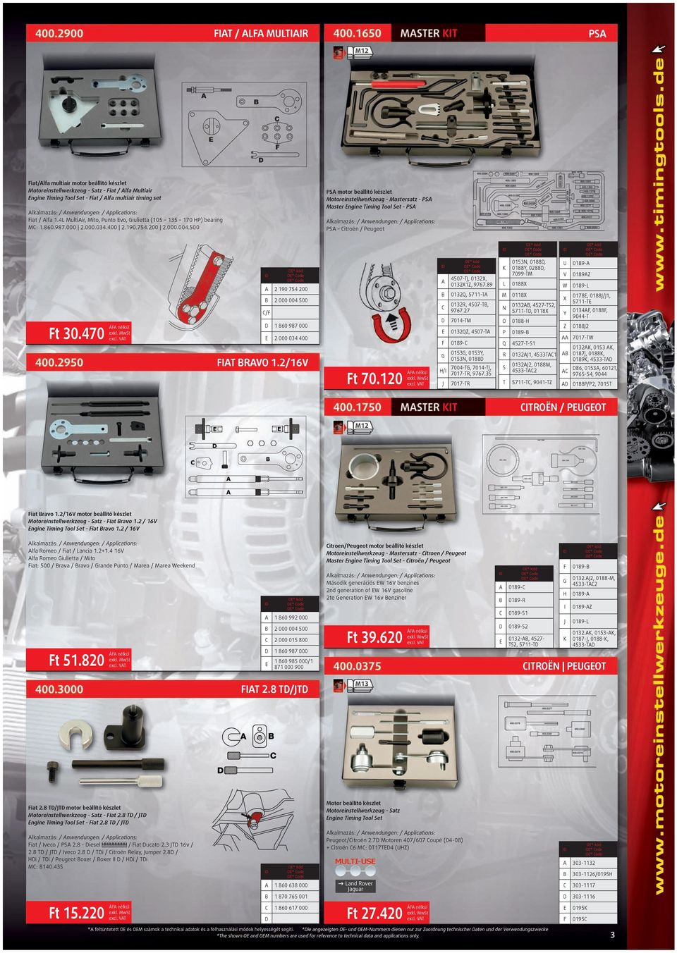 500 PS motor beállító készlet Motoreinstellwerkzeug - Mastersatz - PS Master ngine Timing Tool Set - PS PS itroën / Peugeot t 30.470 2 190 754 200 2 000 004 500 / 1 860 987 000 2 000 034 400 IT RVO 1.