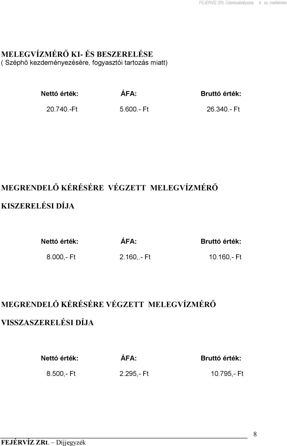 ÁFA: Bruttó érték: 20.740.-Ft 5.600.- Ft 26.340.