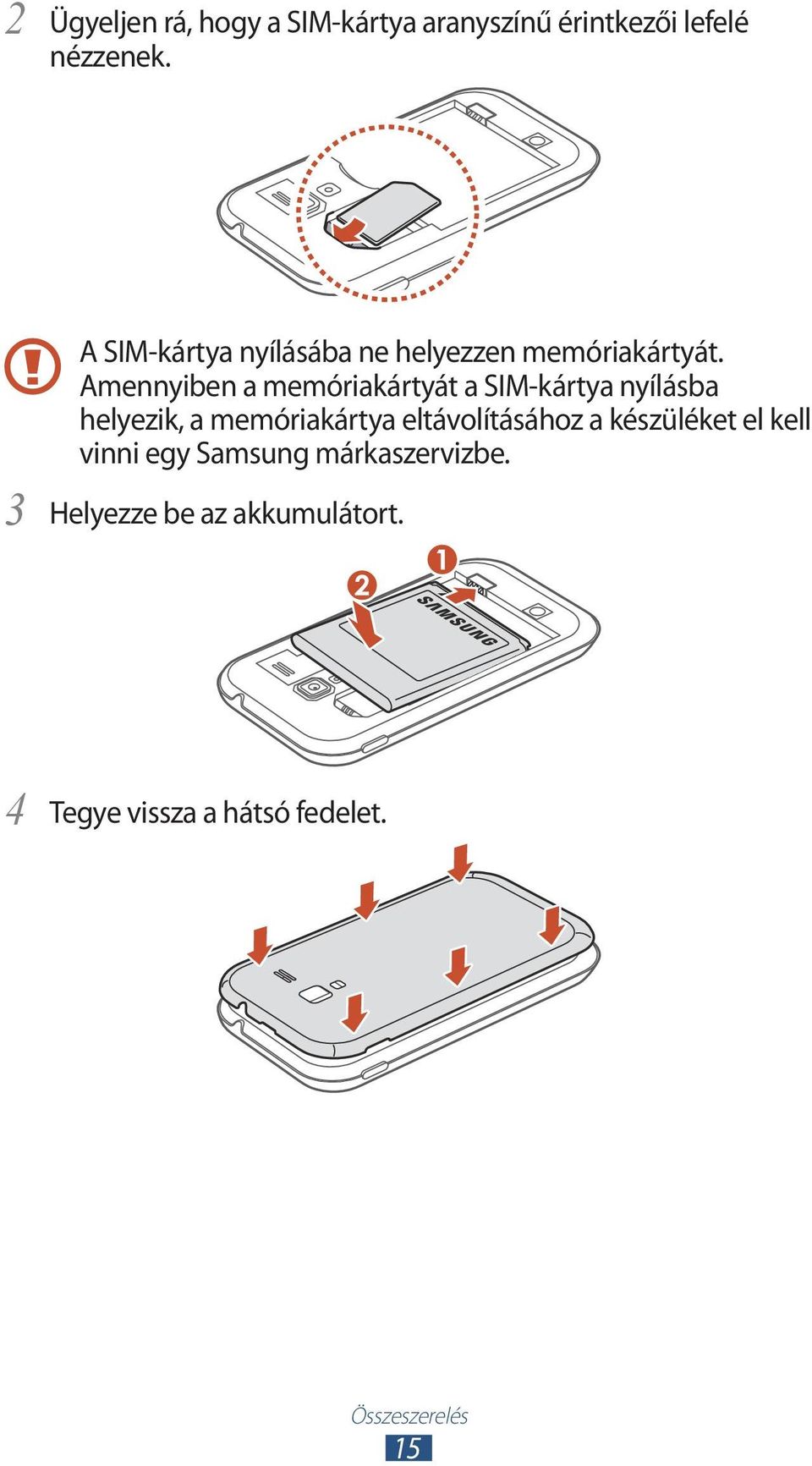 Amennyiben a memóriakártyát a SIM-kártya nyílásba helyezik, a memóriakártya