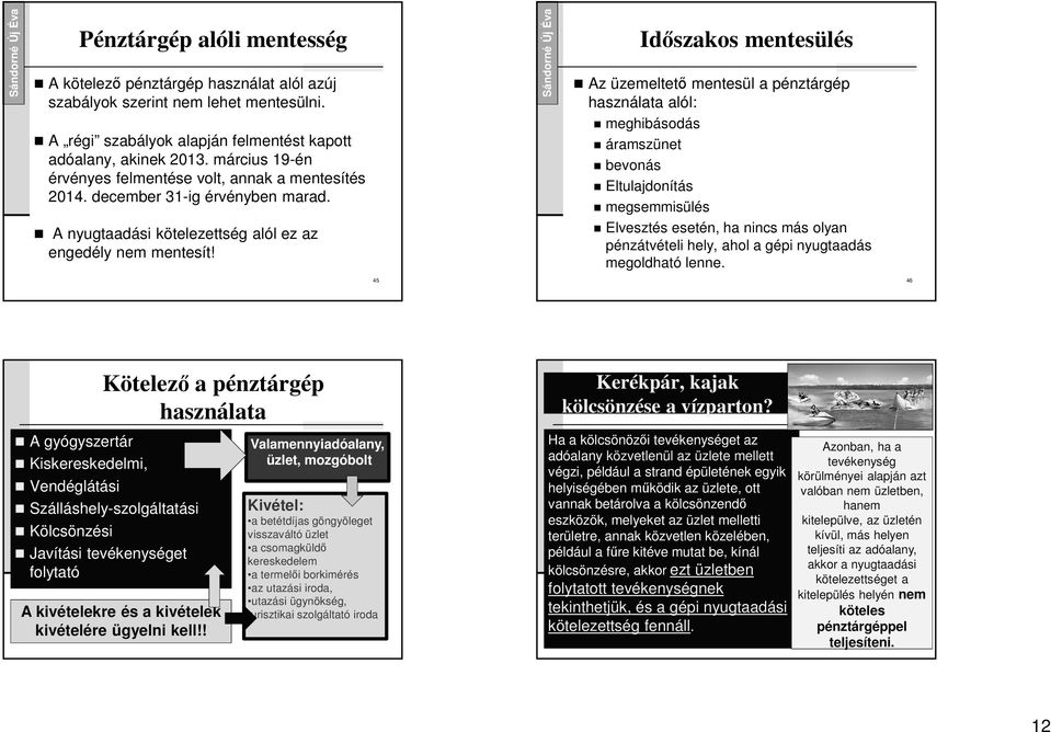 Időszakos mentesülés Az üzemeltető mentesül a pénztárgép használata alól: meghibásodás áramszünet bevonás Eltulajdonítás megsemmisülés Elvesztés esetén, ha nincs más olyan pénzátvételi hely, ahol a