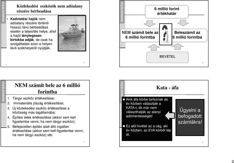 NEM számít bele az 6 millió forintba 6 millió forint értékhatár BEVÉTEL Beleszámít az 6 millió forintba 5 6 5 NEM számít bele az 6 millió forintba 1. Tárgyi eszköz értékesítése; 2.