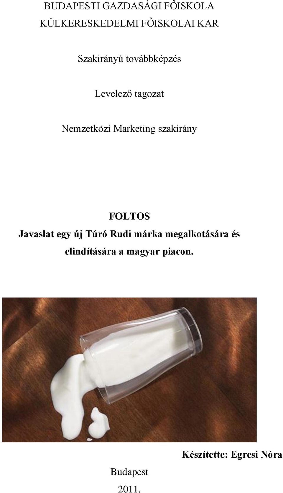 szakirány FOLTOS Javaslat egy új Túró Rudi márka megalkotására